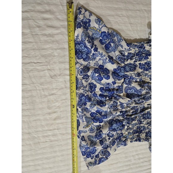 Sienna Sky Blue Floral Tie Blouse, Womens L Open Back V Neck Free Shipping - Picture 3 of 8